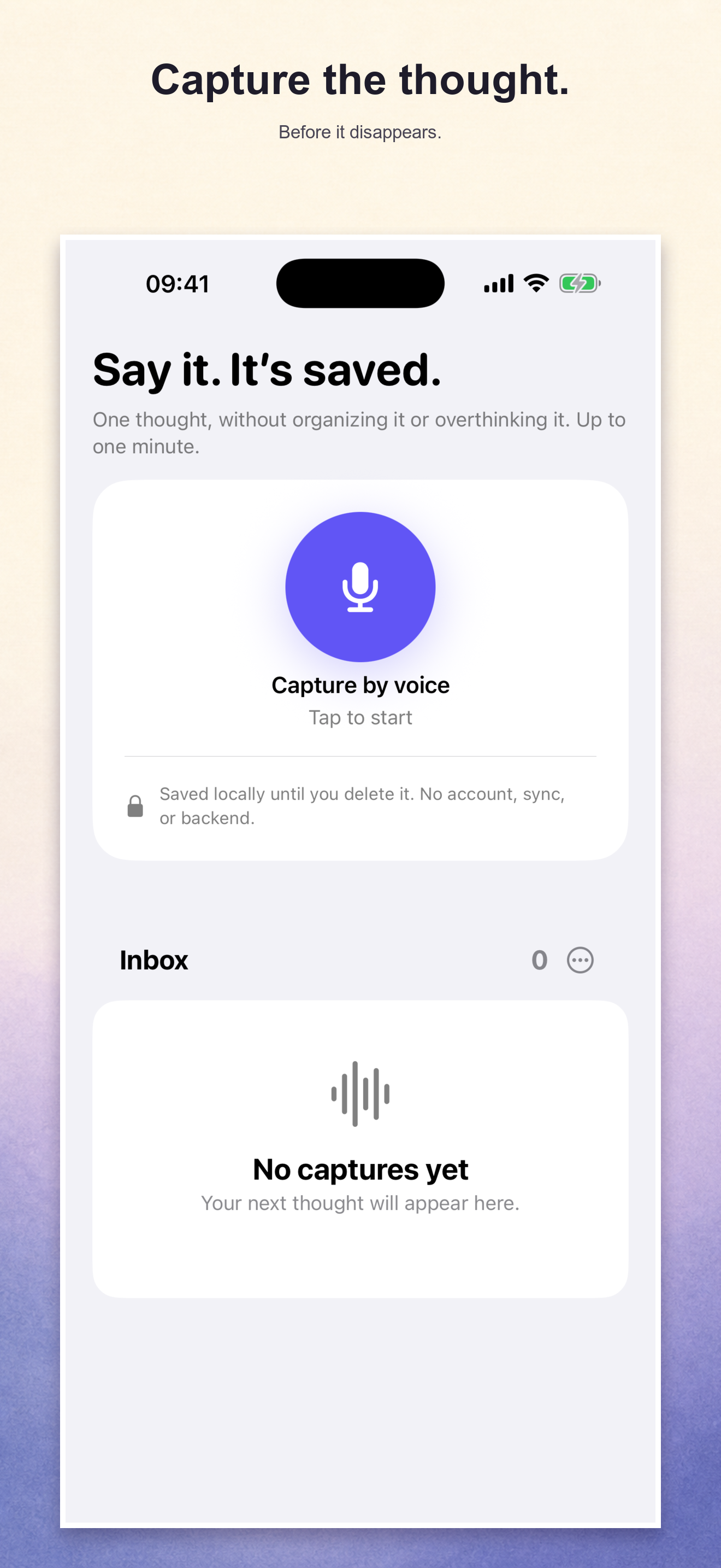 Ireneo voice capture screen
